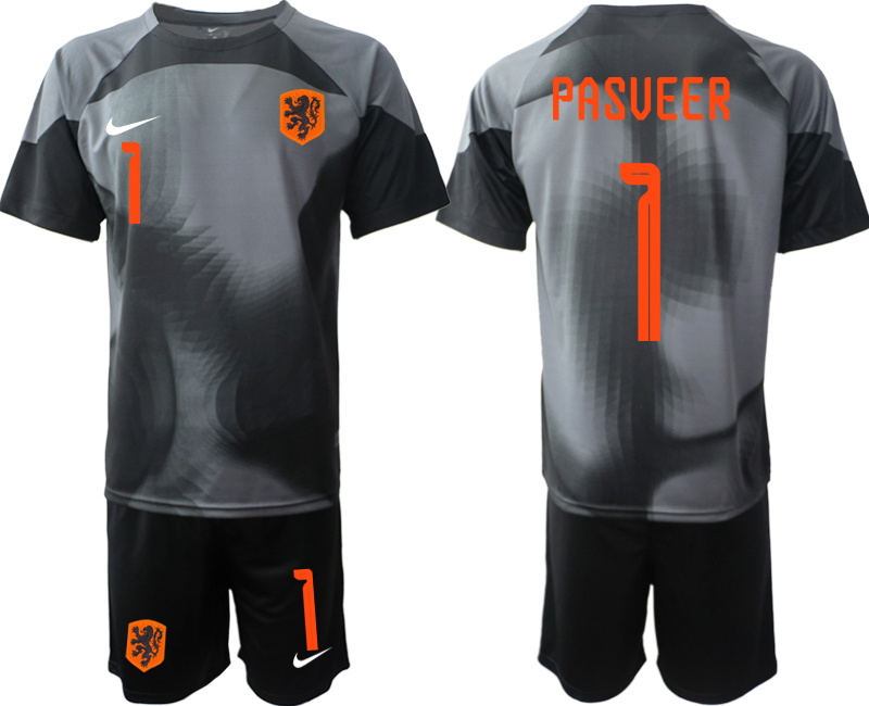 Men 2022 World Cup National Team Netherlands black goalkeeper 1 Soccer Jersey
